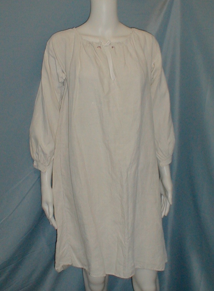 Antique 1820 Regency Nightgown Hand Stitched Home Spun Linen w/ Initials