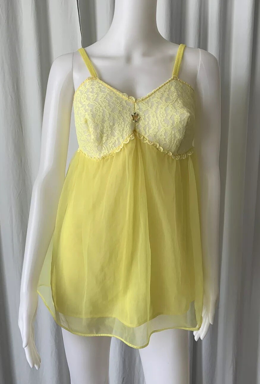 Vintage 60s Isis Grants Yellow Babydoll Size 38