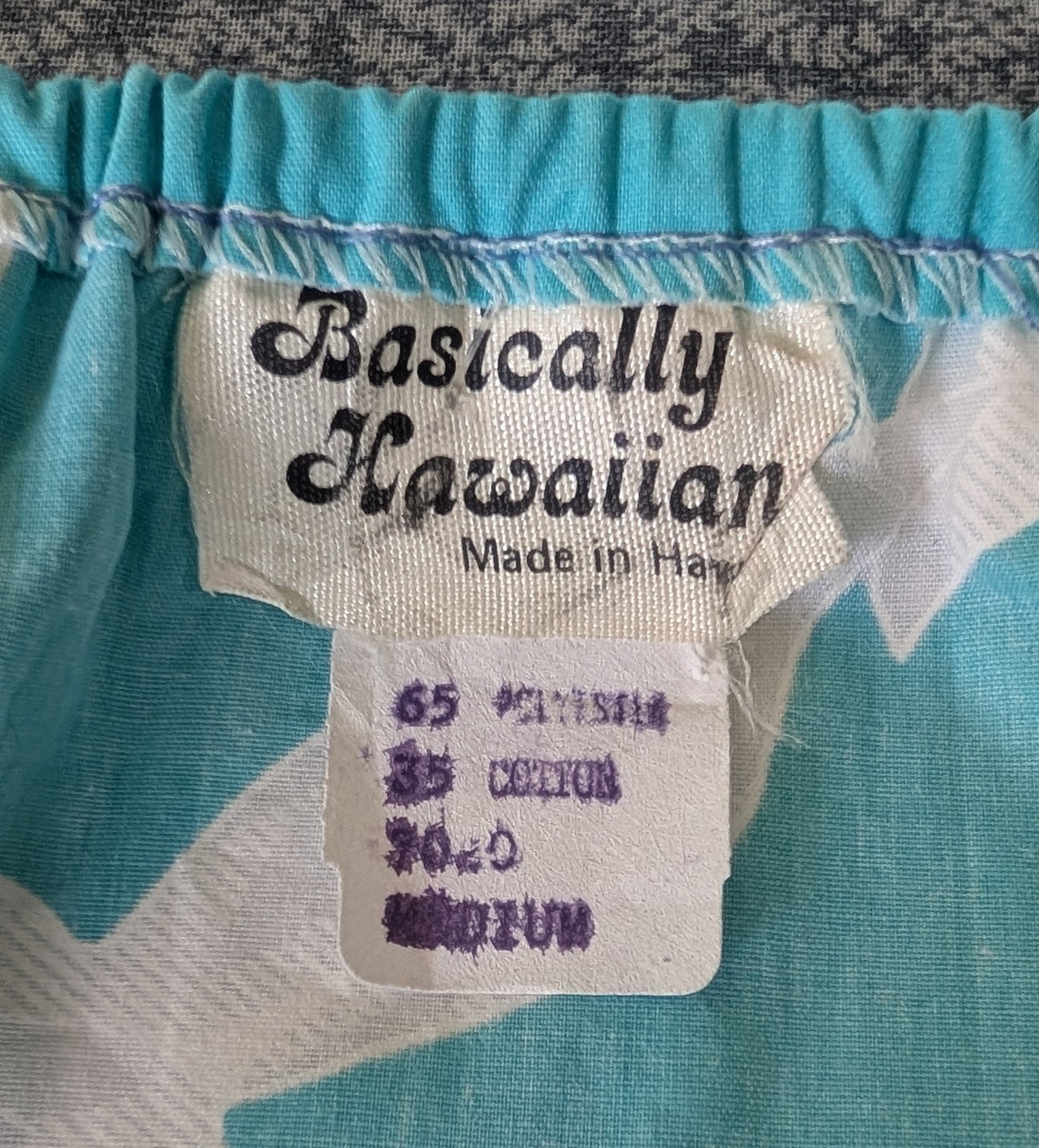 Vintage 70&rsquo;s Basically Hawaiian Aqua White Side Ruffle Dress Made In Hawaii M