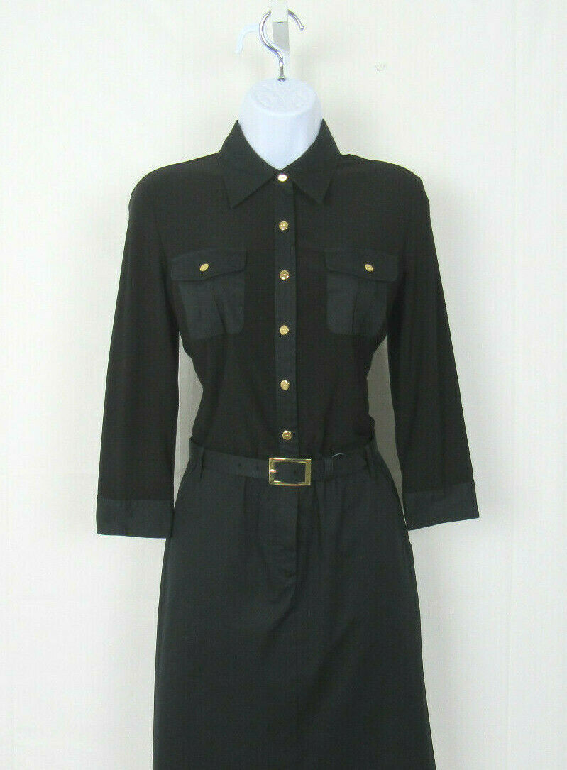 VTG 1990s 2000s RALPH LAUREN BLACK SIZE 4 DRESS & BELT COTTON ELASTANE