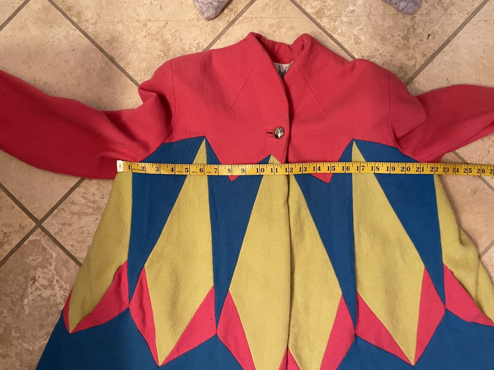 Vintage Swing Wool Coat Jacket Retro Neon Brite Pink Yellow Blue Fai Tat