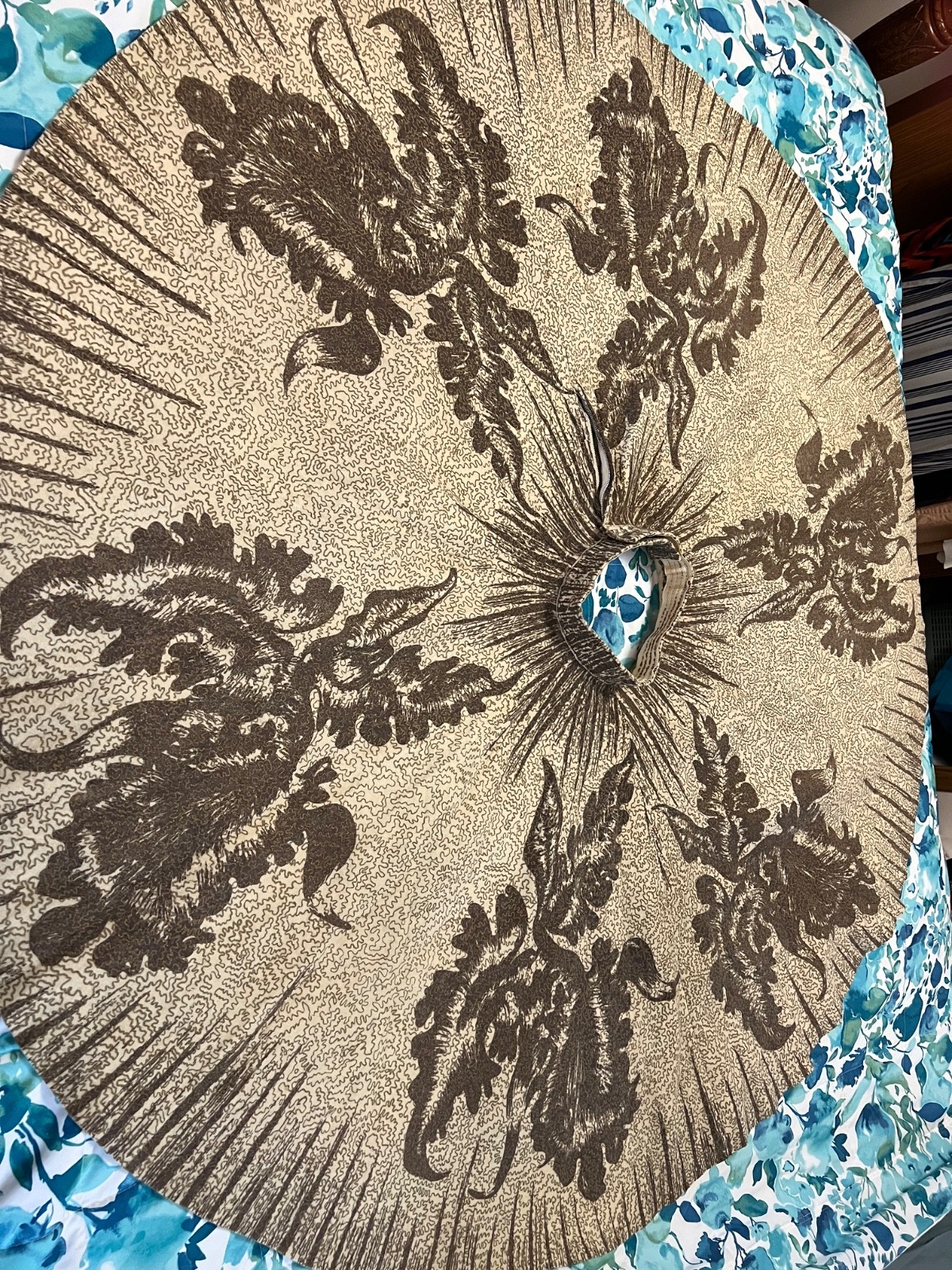 Vintage hand made felt Circle skirt abstract floral metallic