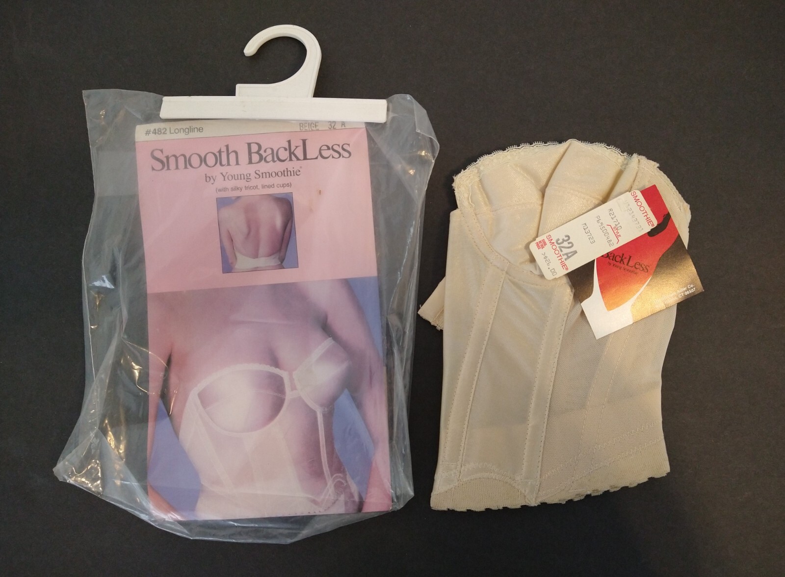 Vintage Young Smoothie NIP Backless Bustier Longline Bra Sz 32A
