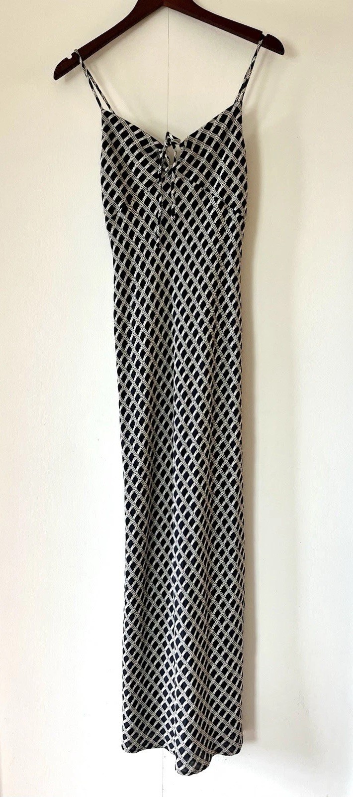 Vintage 90s Jessica McClintock Gunne Sax Geometric Maxi Slip Dress Black Sz 5/6