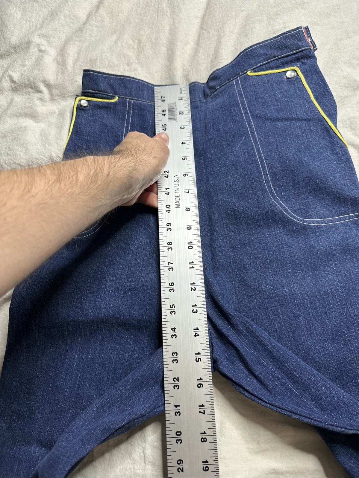 VTG WOMENS 26X24 Handmade Selvedge DENIM SIDE ZIP JEANS PANTS Pearl Snap