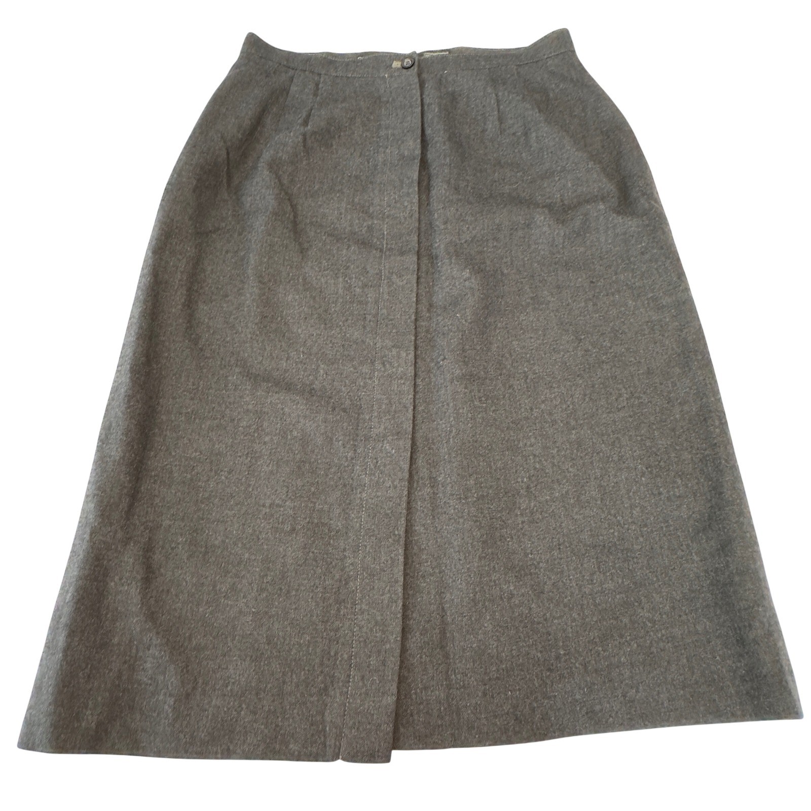 Giorgio Sant Angelo Vintage Gray 100% Wool Midi A-Line Skirt Size 14 High Waist