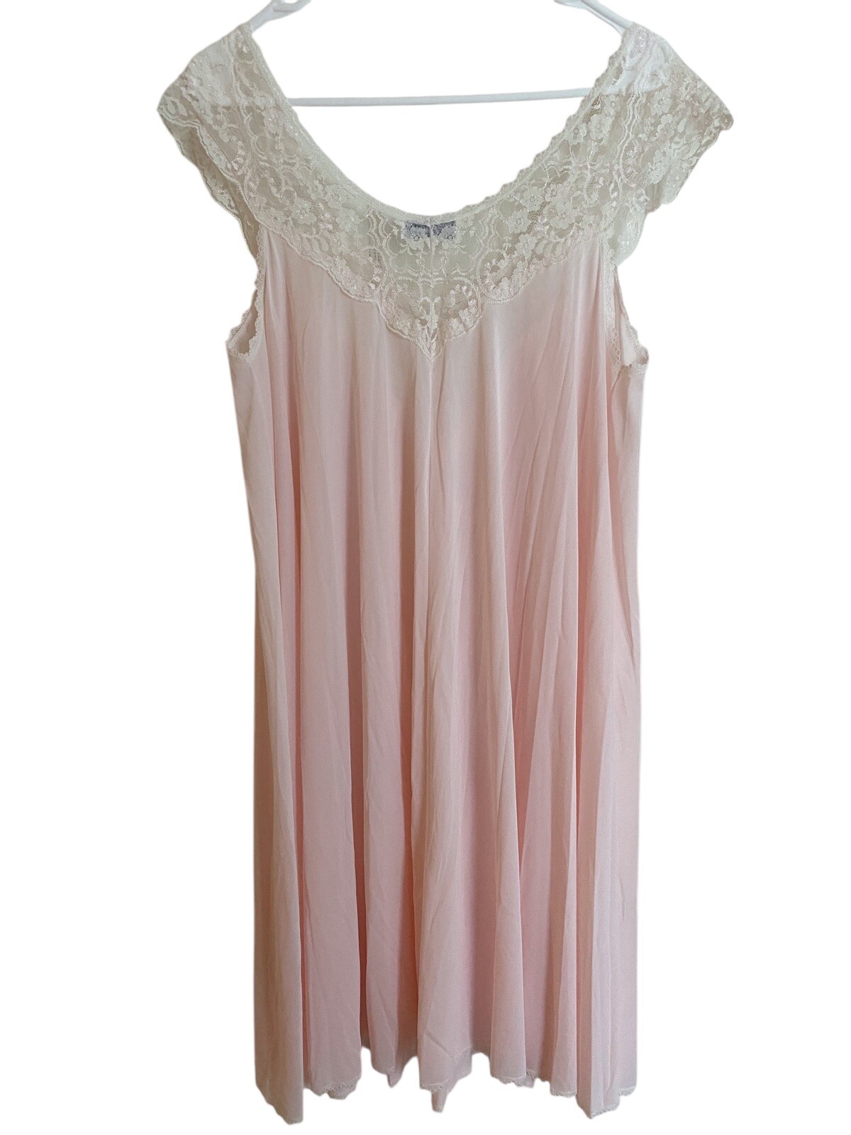 Vintage Miss Elaine Pink Peignoir Nightgown Robe Set Lace Nylon Size Medium EUC!