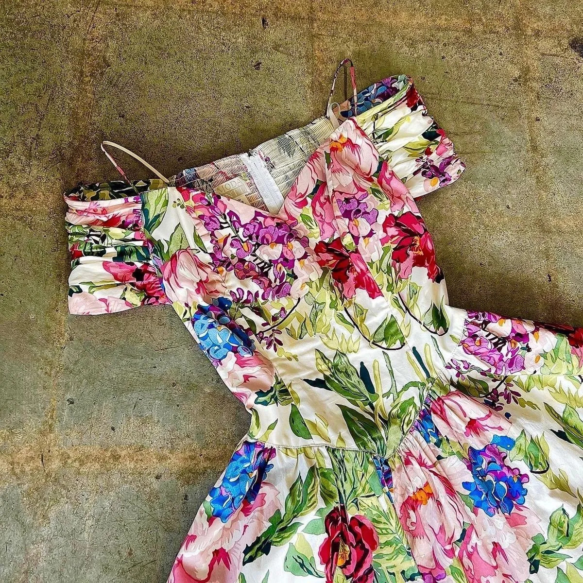 Vintage 80s Karin Stevens Romantic Floral 100% Cotton Modest Midi Dress US2, XS