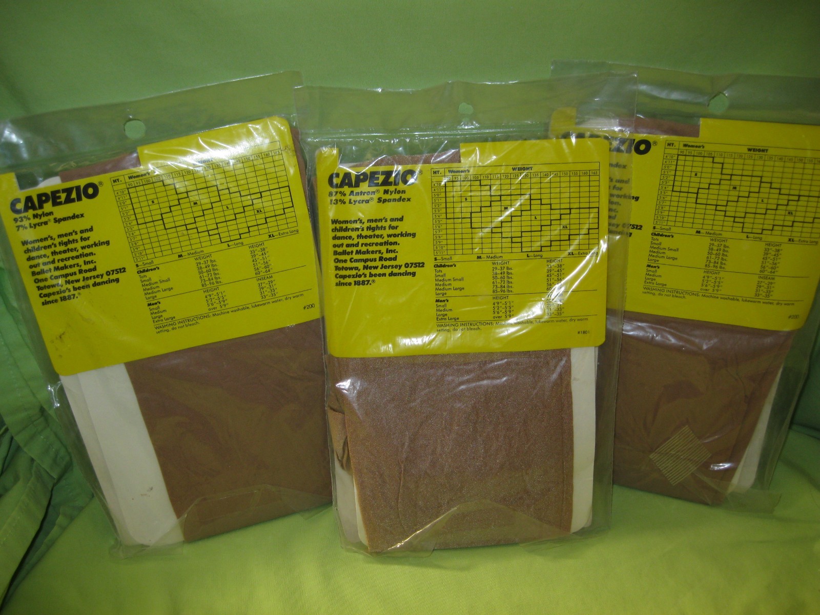 Vintage 1990 Ballet Makers CAPEZIO Suntan TIGHTS 3 Pairs MEDIUM Stirrup & Footed