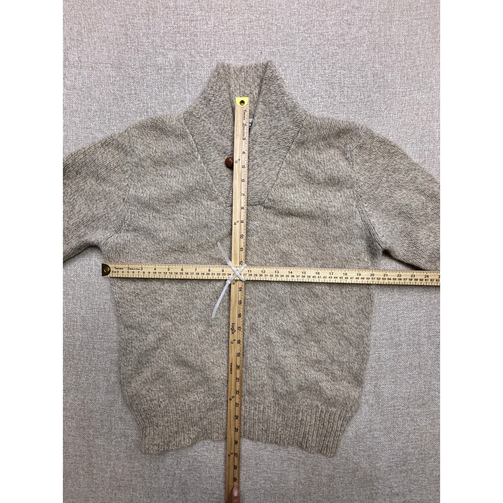 Woolrich Vintage Shawl Collar Wool Blend Sweater Oatmeal Heather XL