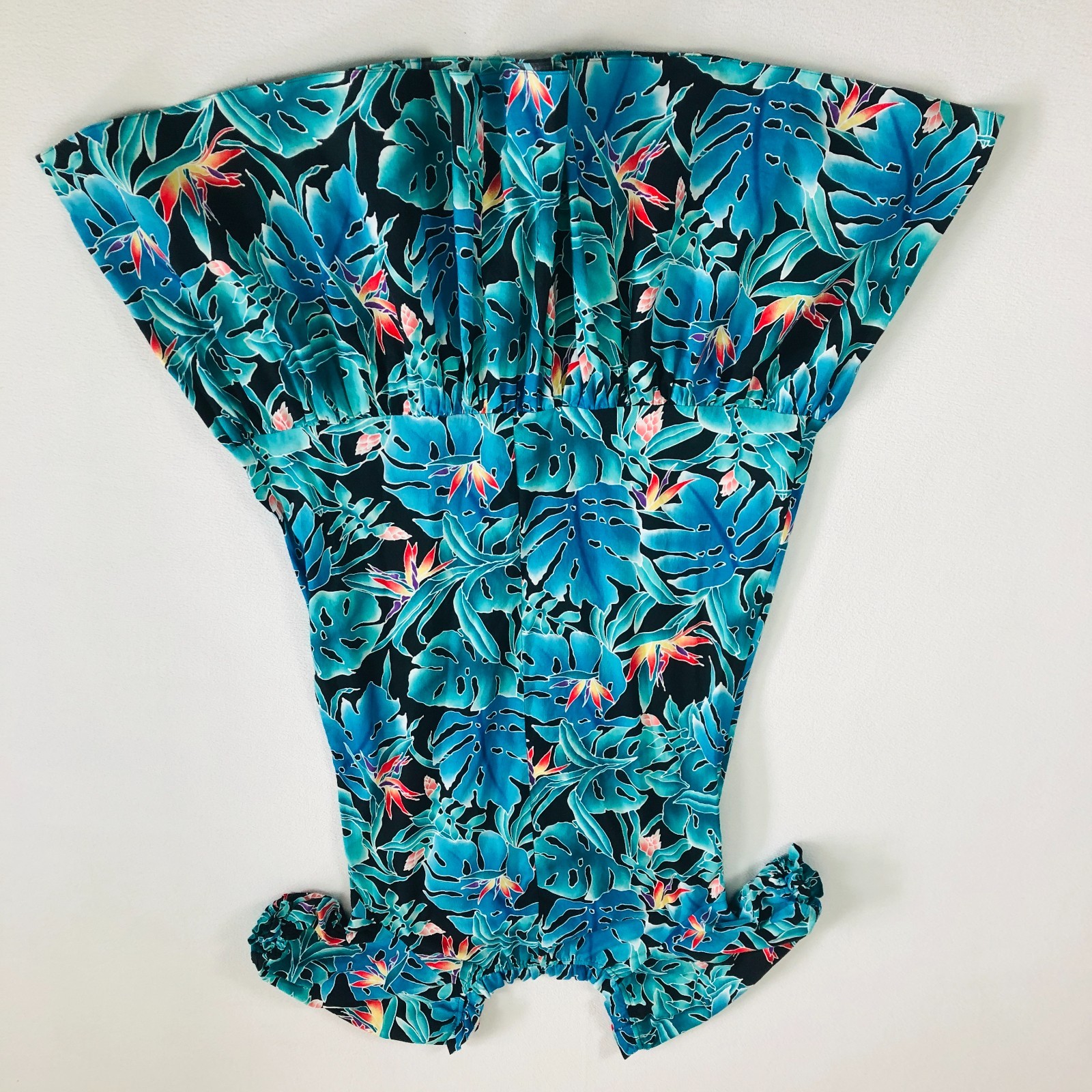 Vintage Hilo Hattie MuuMuu Dress MIDI Hawaiian Ruffle Bird Of Paradise Size M