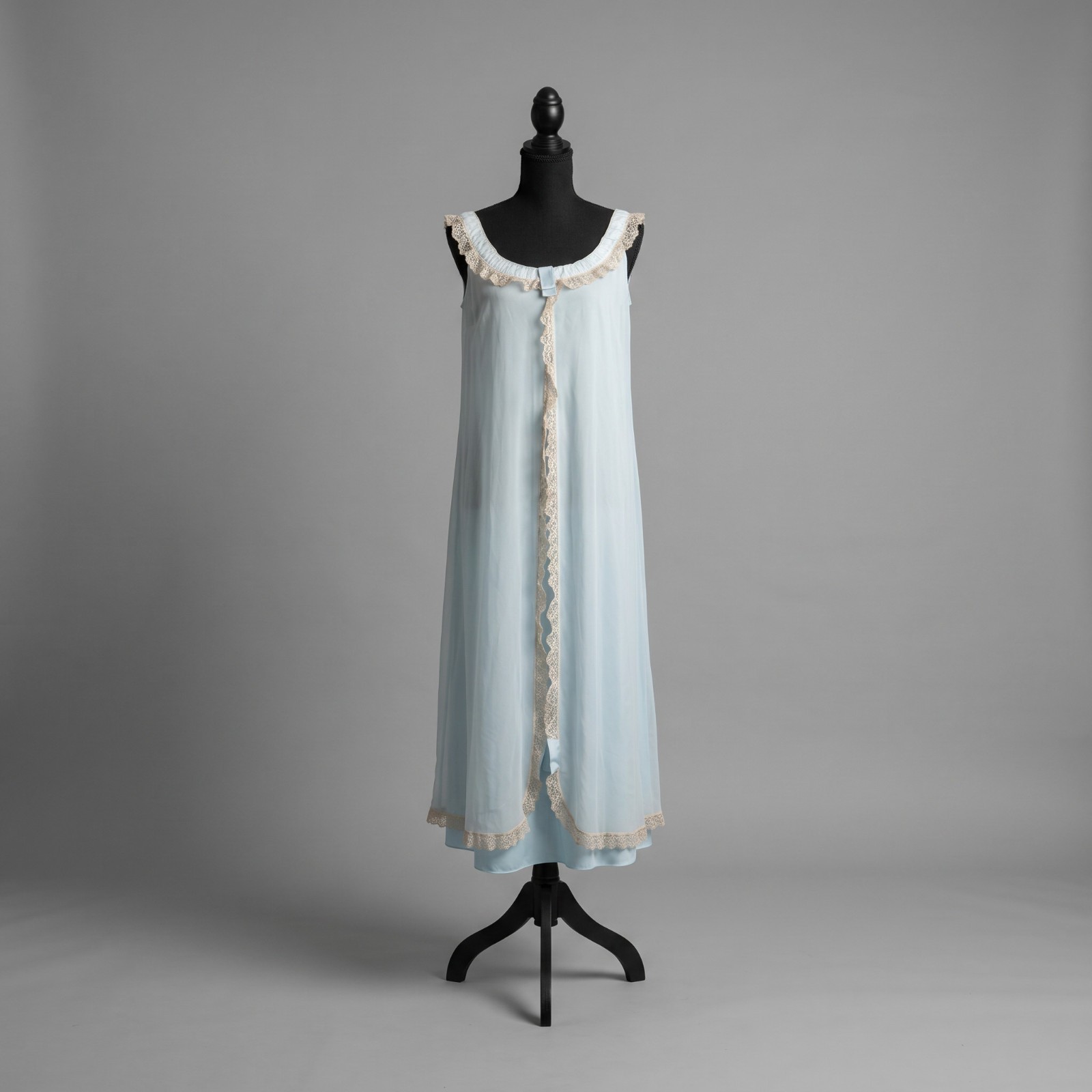 Odette Barsa Pegnoir Set Ecru Blue Lace Victorian Ruffles RARE full set