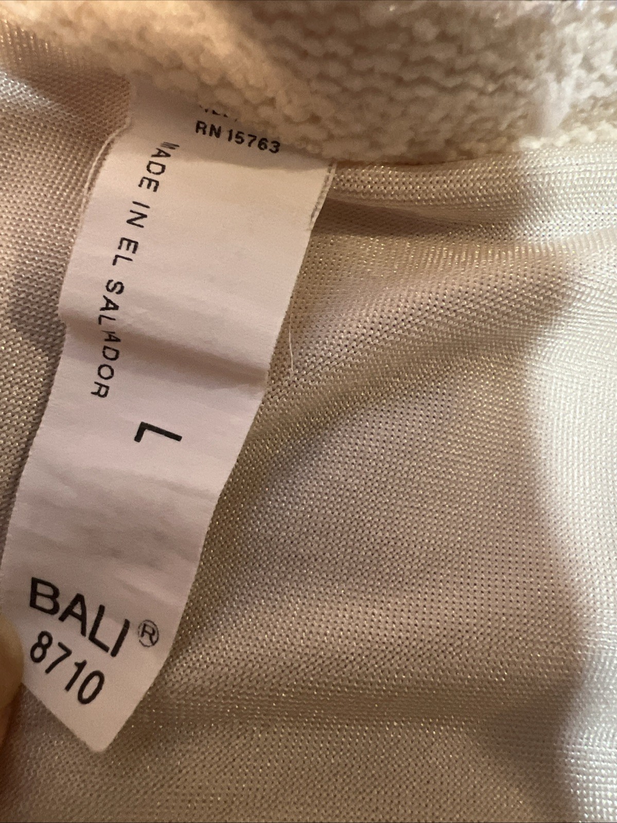 Vtg BALI SATIN SPANDEX LIGHT CONTROL PANTY BRIEF Ivory Large