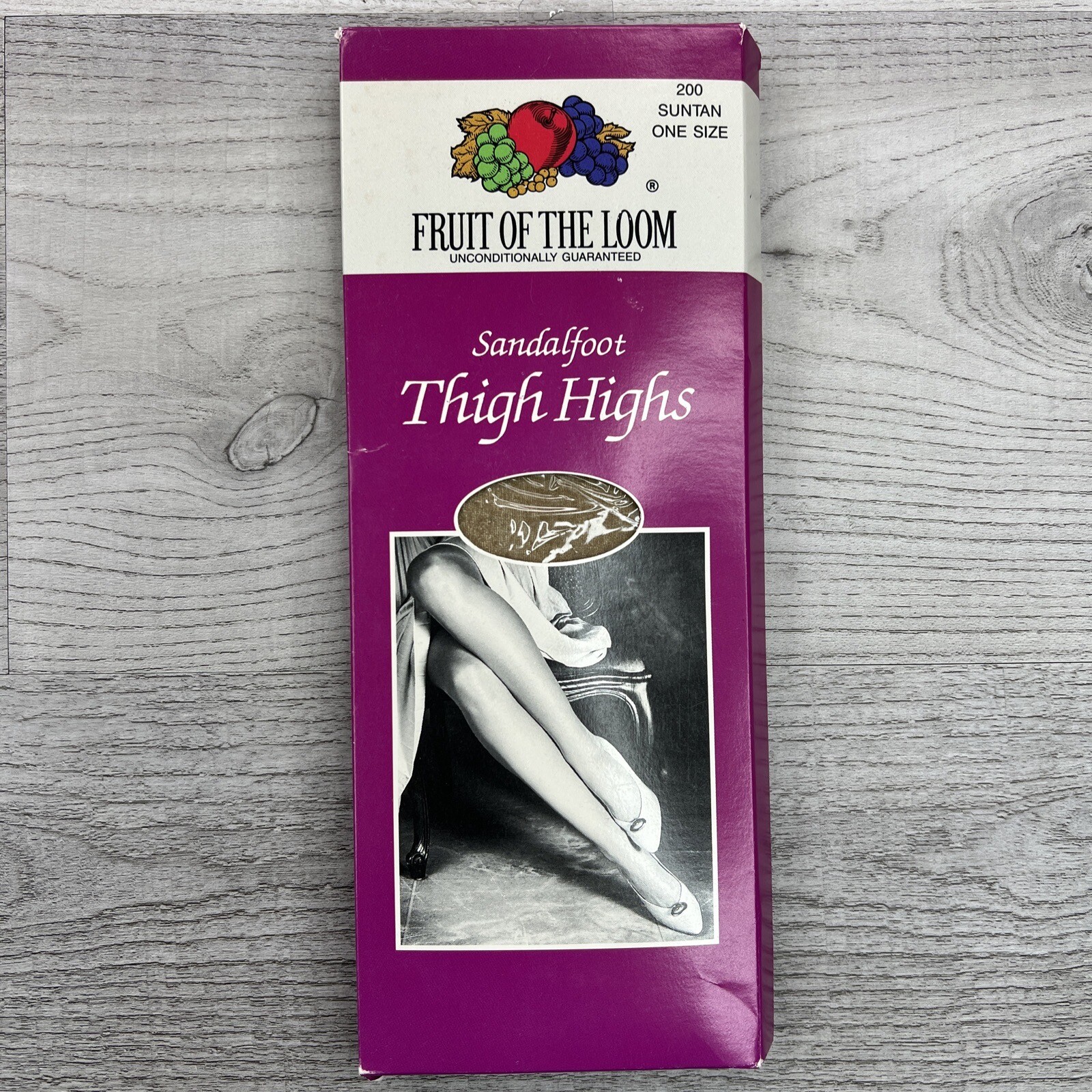 VTG 90s NOS Fruit of the Loom Thigh Highs Sandalfoot Suntan USA One Size