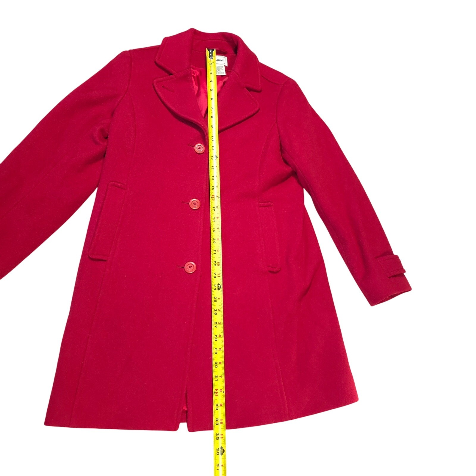 Vintage L.L. Bean 100% Lambswool Red Coat Women Size 8P Classic Staple Luxury
