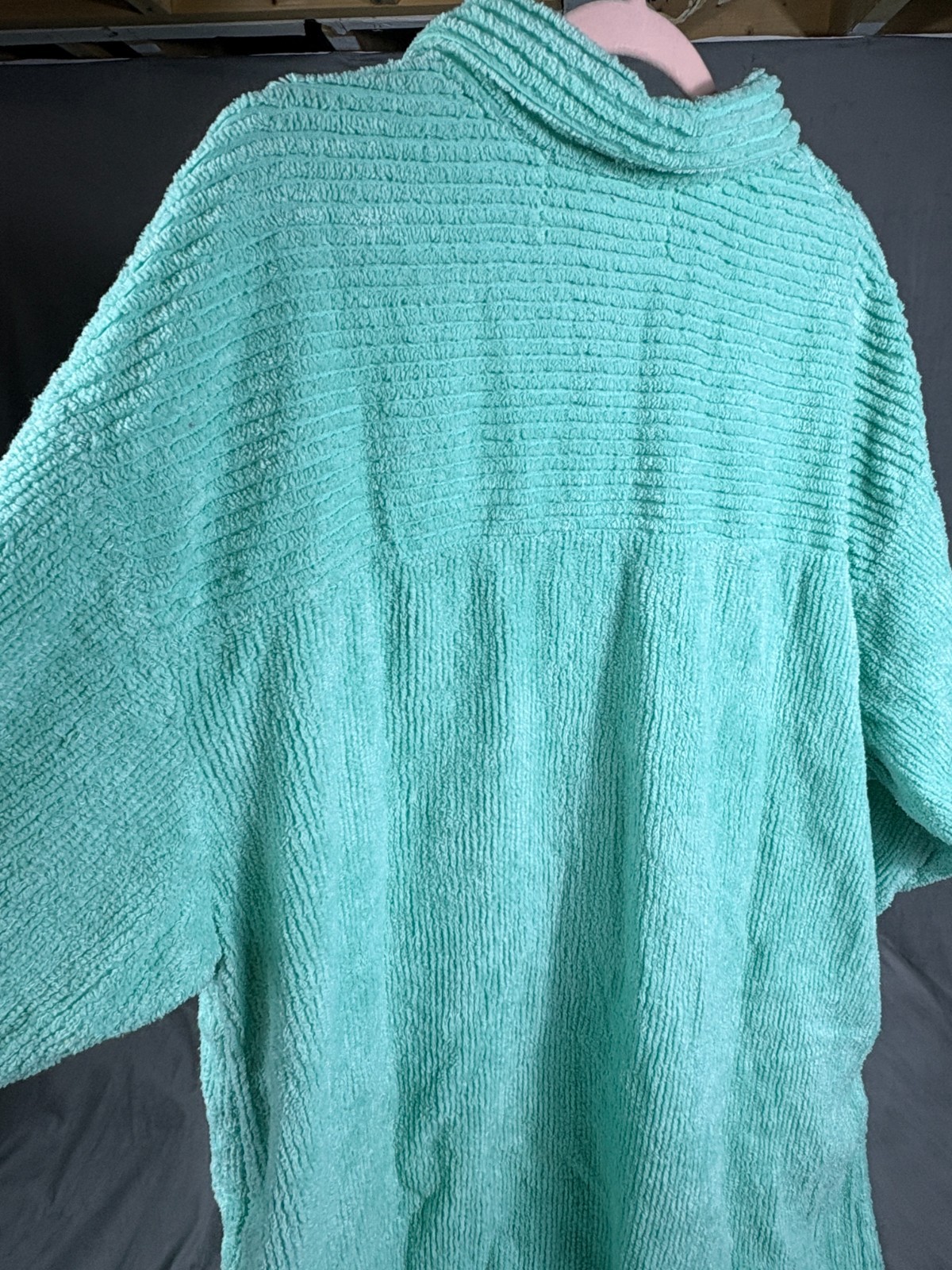 VTG Stan Herman Turquoise Chenille Robe House Coat 1/2 zip Pockets XL P NWT