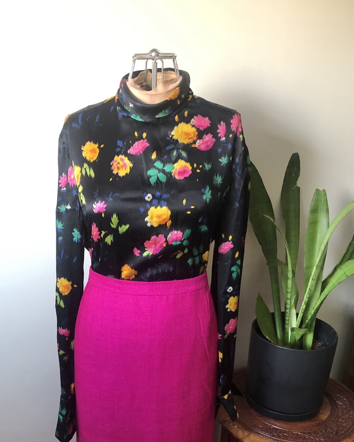 Vintage Emanuel Ungaro For Bergdorf Goodman Floral Silk Blouse, French Cuffs