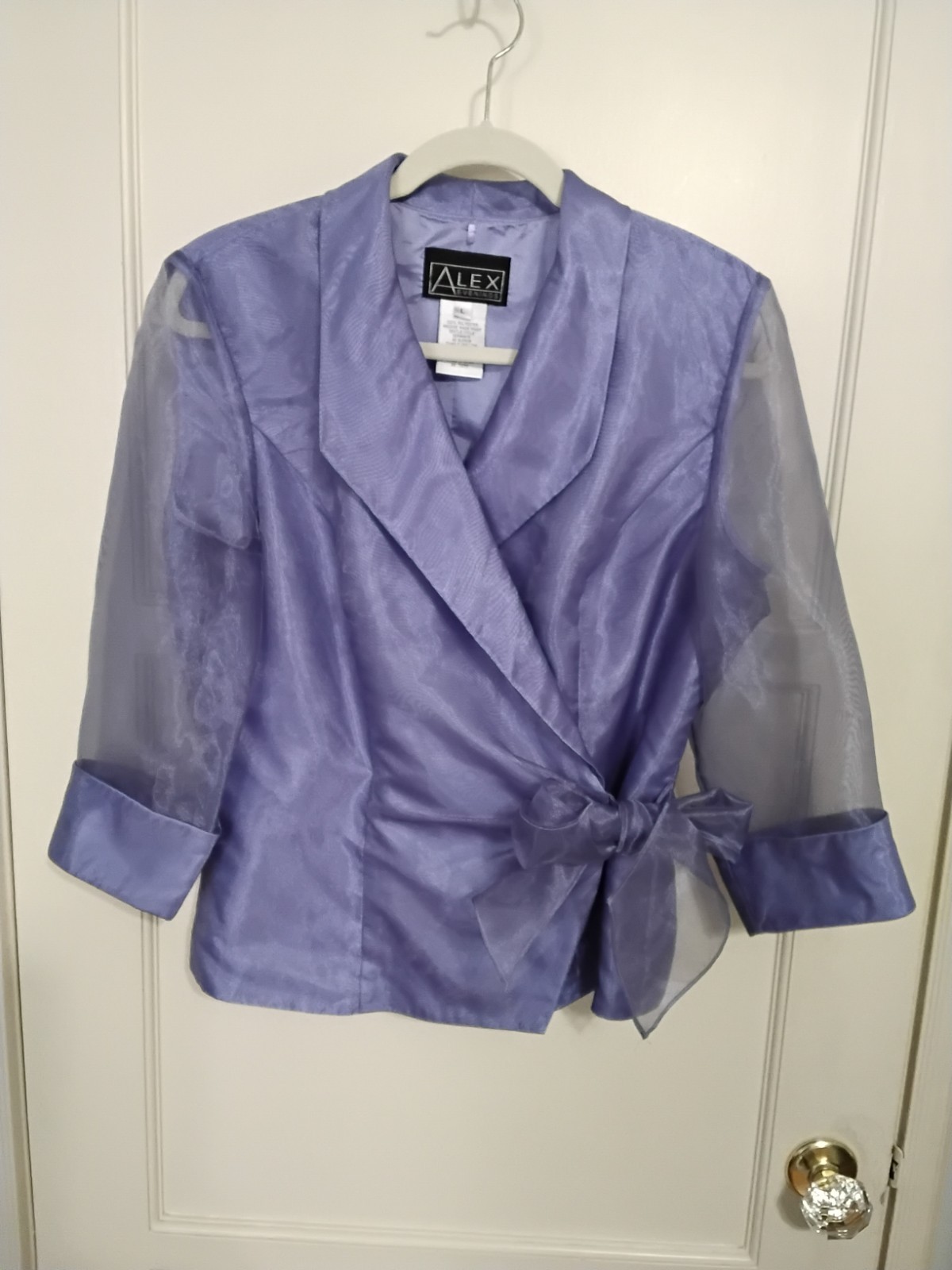 Alex Evenings Blouse Top Blue/Lavender Tie Belt Large