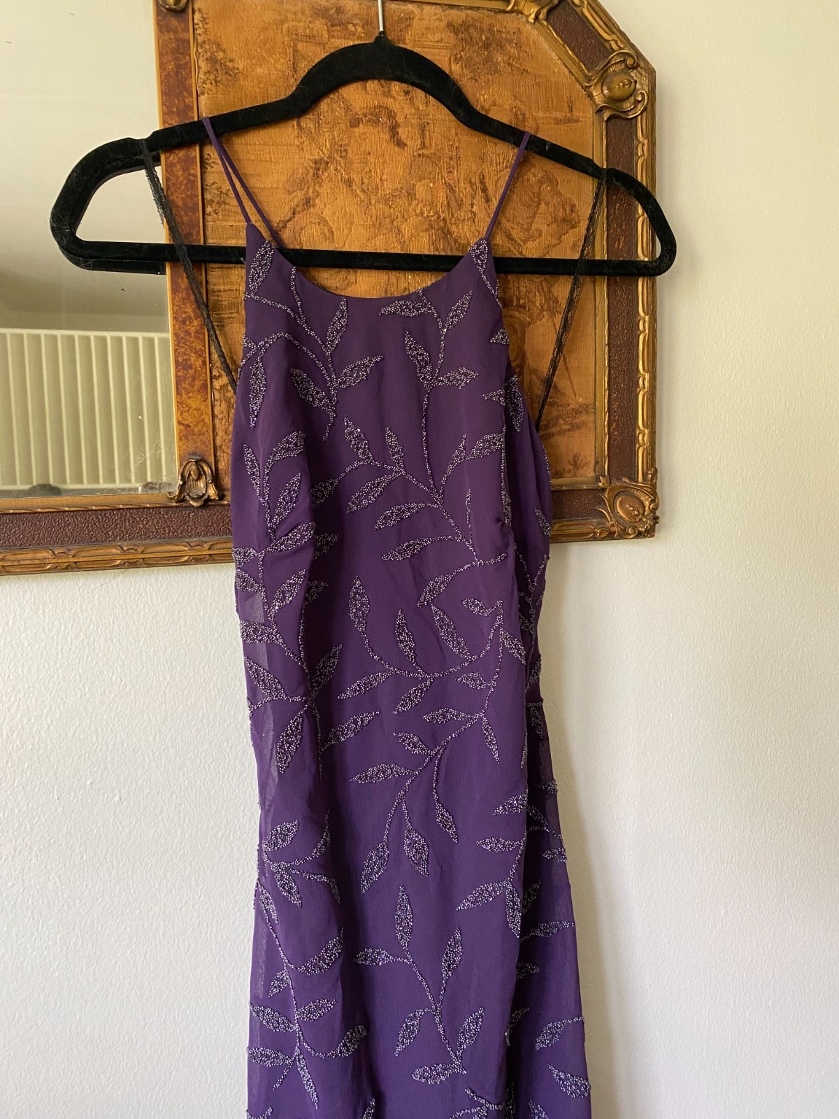 Vintage 1990s Purple Fully Beaded Gown Prom Formal Party Size 8 Fairy Whimsygoth