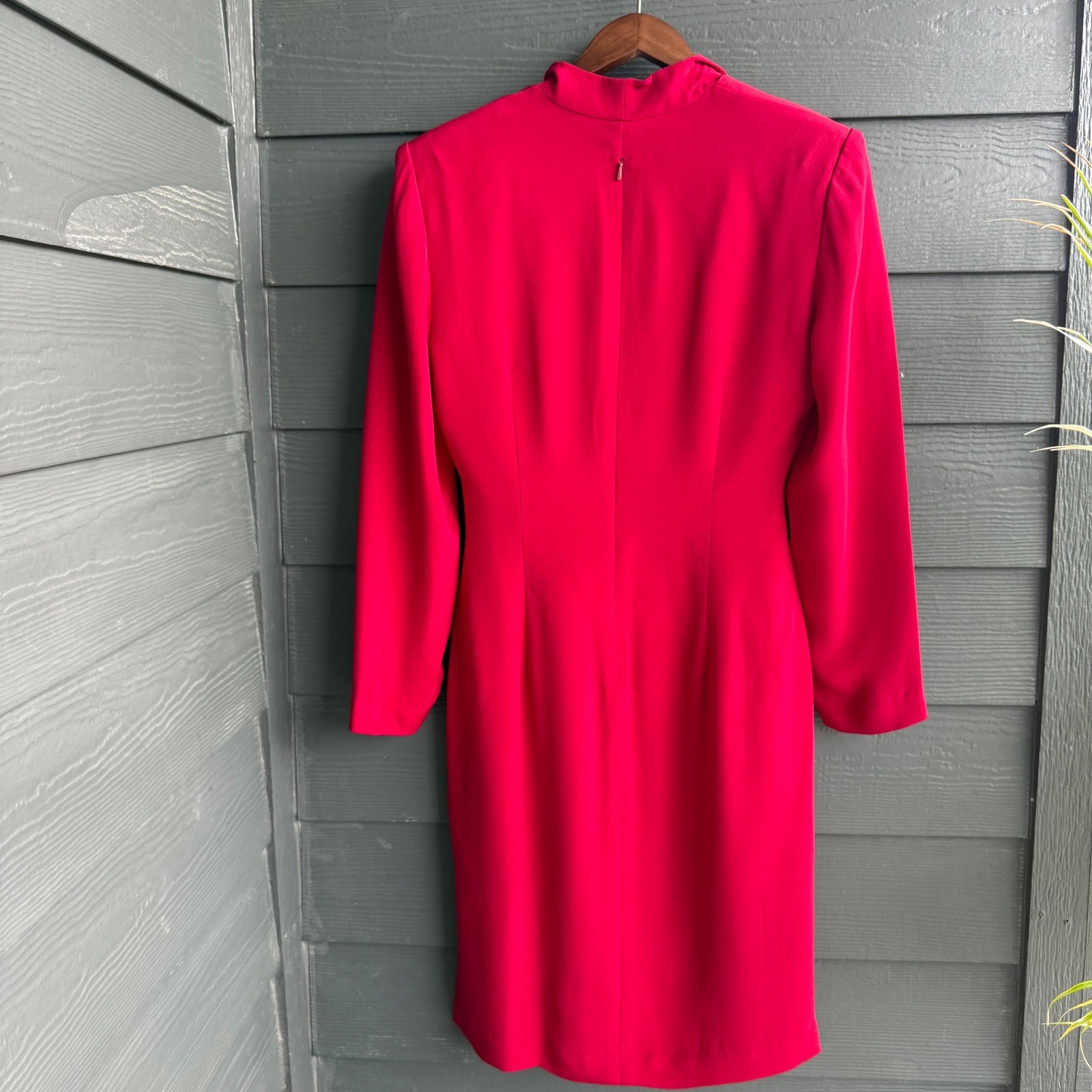 Donna Morgan Silk Wrap Midi Dress Pink Long Sleeve Cocktail Size 10