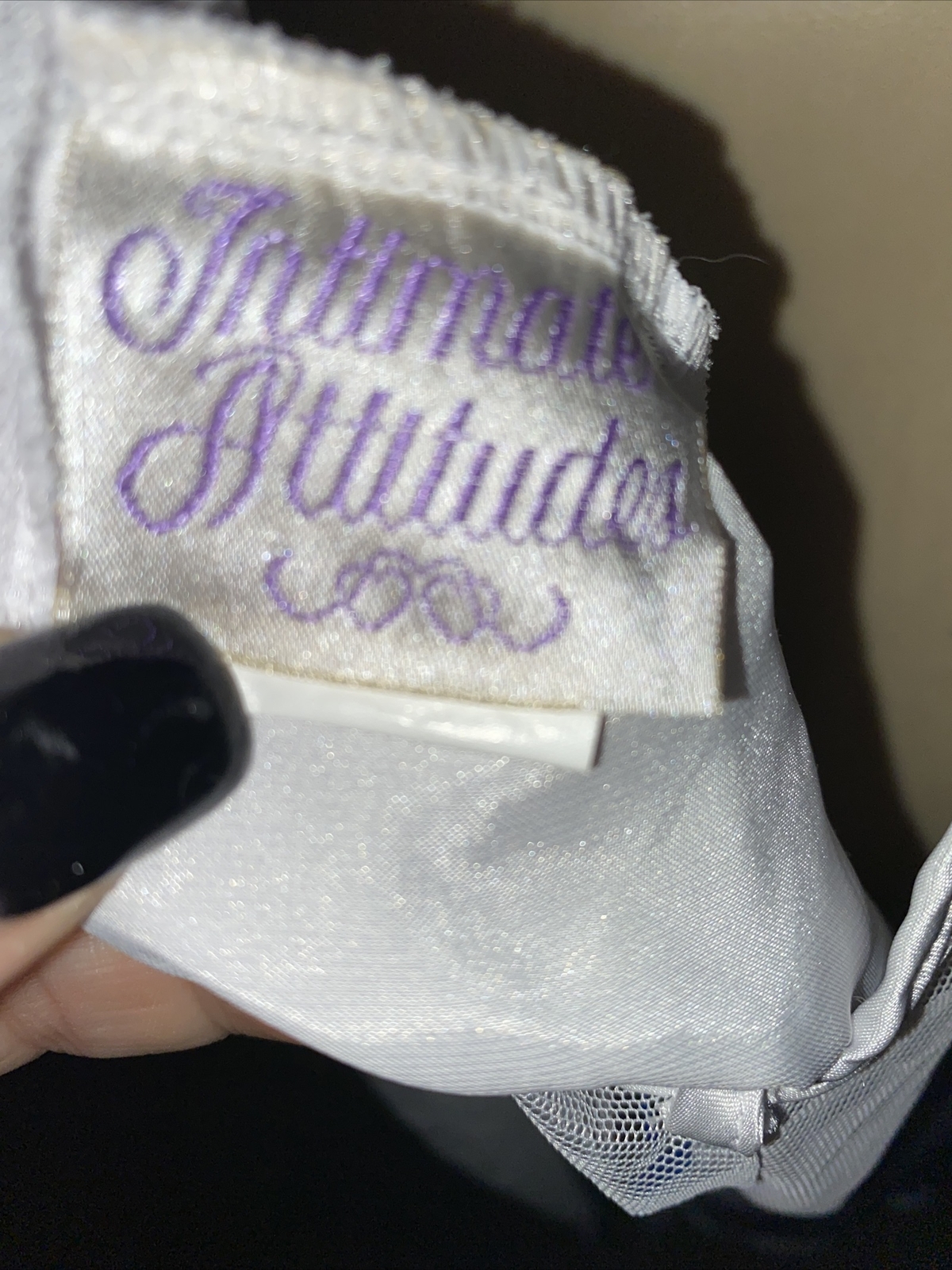 VTG Intimate Attitudes Plus Size 1X Satin Lace SHEER BABYDOLL TIEBACK SWC