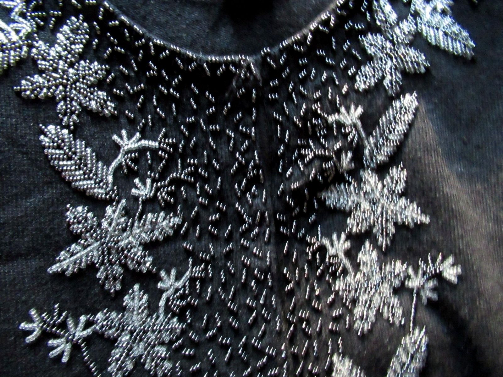 Talbots Silk/Cashmere Blend Black Beaded Gorgeous Vintage Sweater Cardigan M
