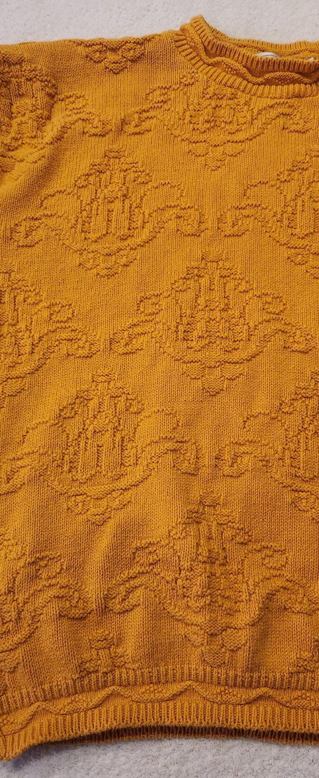 Vtg United States Sweaters 100% Cotton Knit Pullover Large Yellow Gold Chunky OS