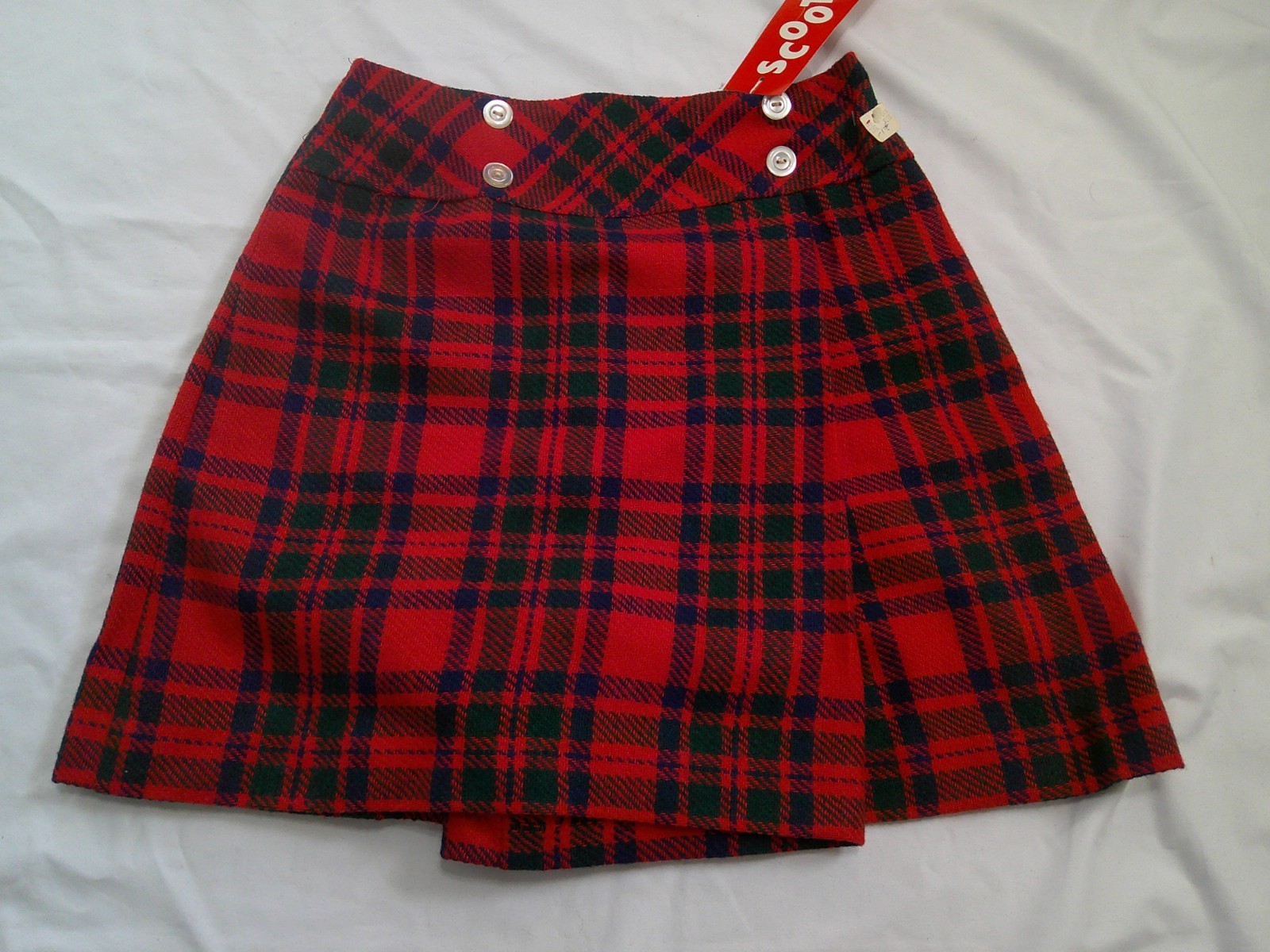 Vtg 60&rsquo;s/70&rsquo;s MOD Red/Black Plaid Mini SCOOTER Skort Skirt Women&rsquo;s S NWT NOS
