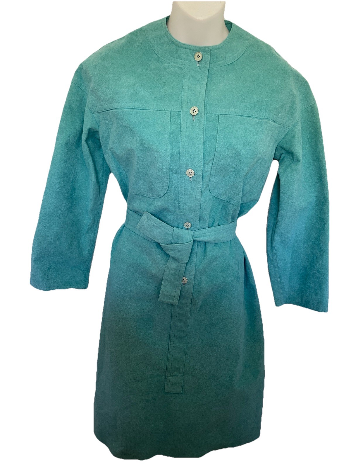 CHESTER WEINBERG For SAMUEL ROBERT VINTAGE 70’s Turquoise Faux Suede DRESS