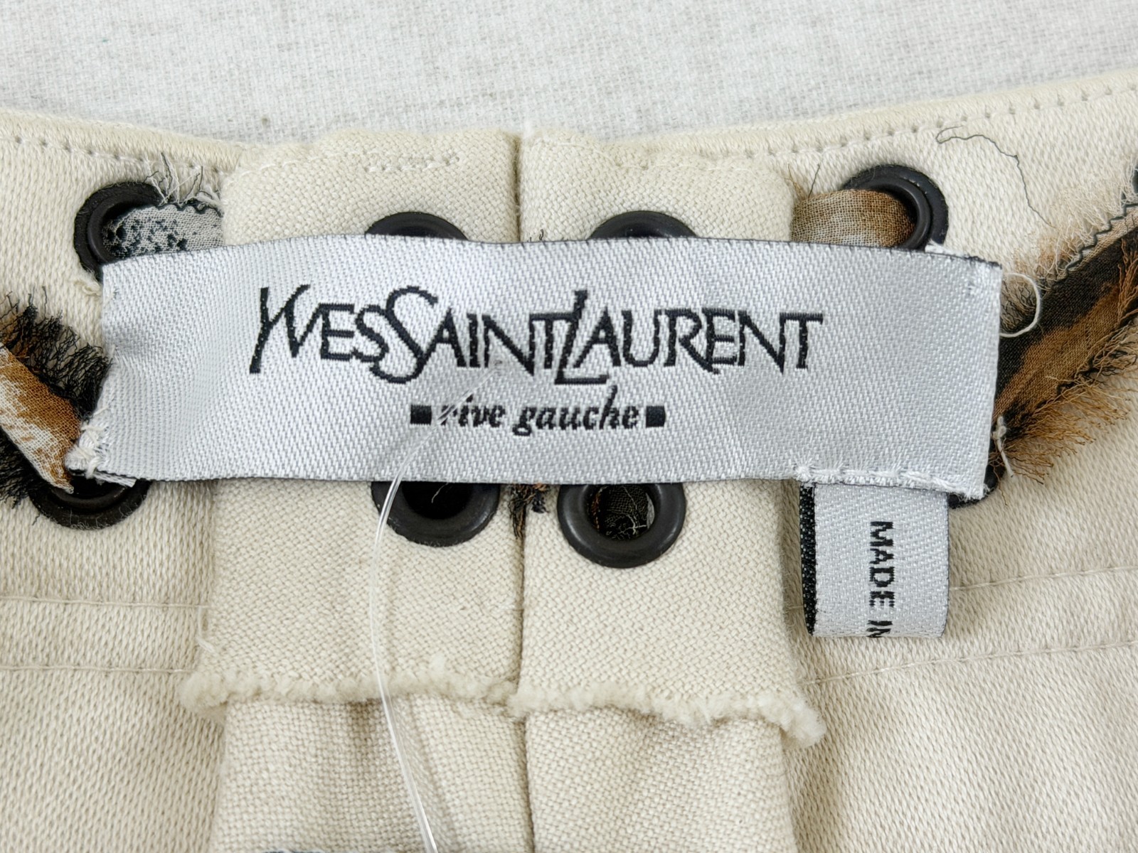 2002 YVES SAINT LAURENT Rive Gauche Mombasa Pants 40 8 Ivory Tom Ford Lace Up