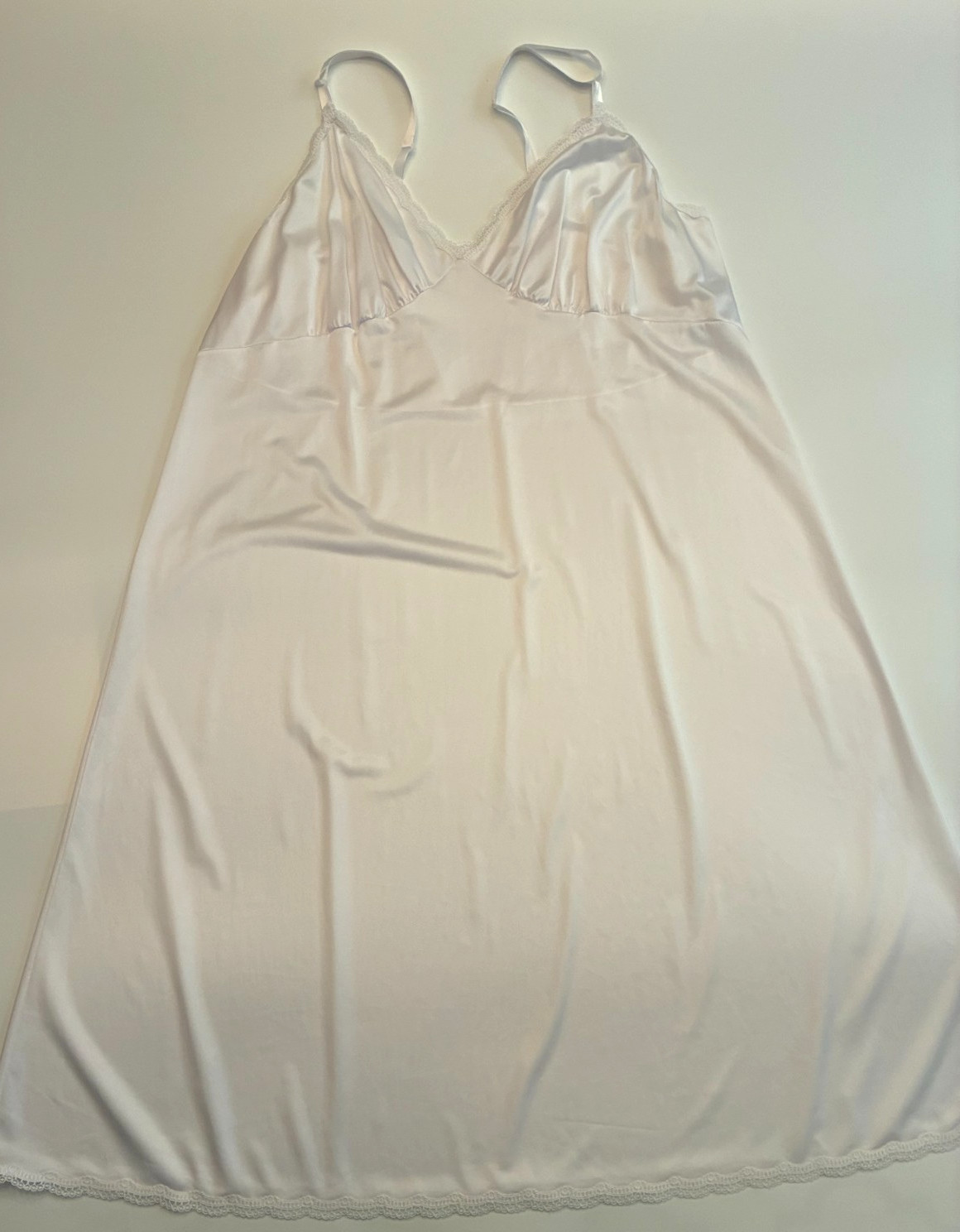 Vintage SHADOWLINE FULL SLIP Plus Size 46 White Sheer NYLON Lingerie Vixen READ