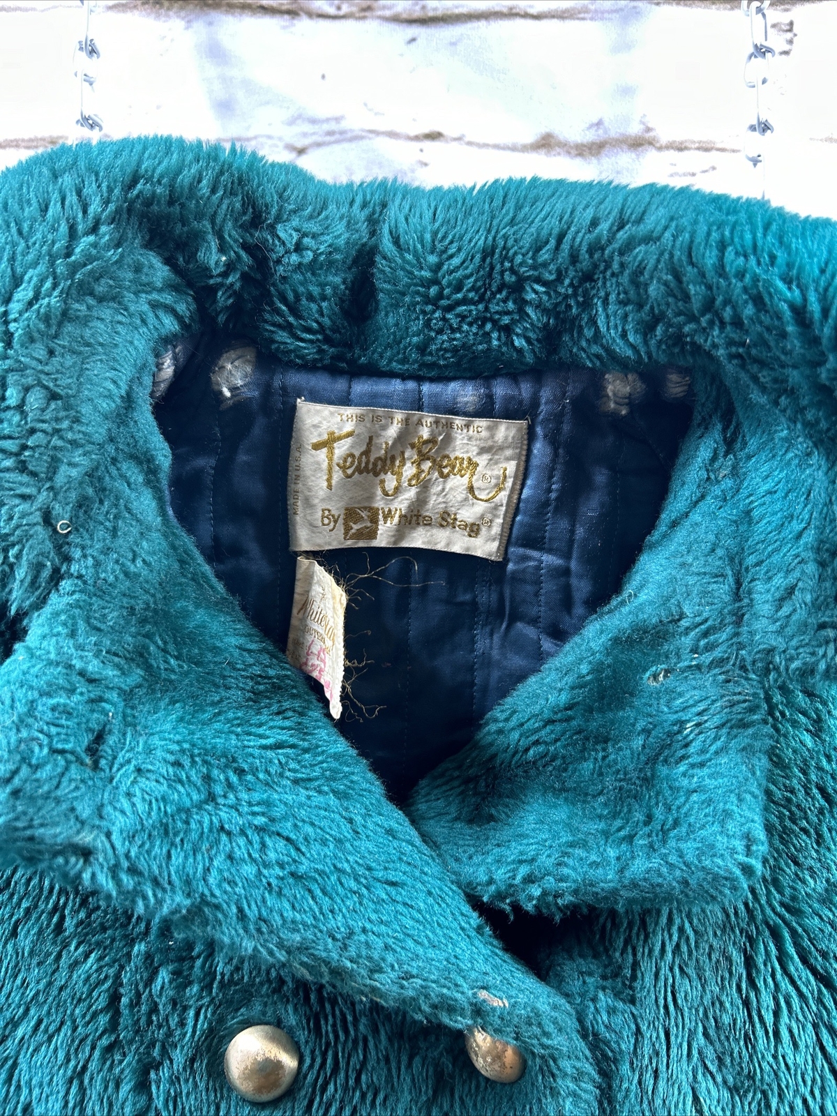 ​Vintage 1970s Teddy Bear by White Stag Green Faux Fur Coat Women&rsquo;s S
