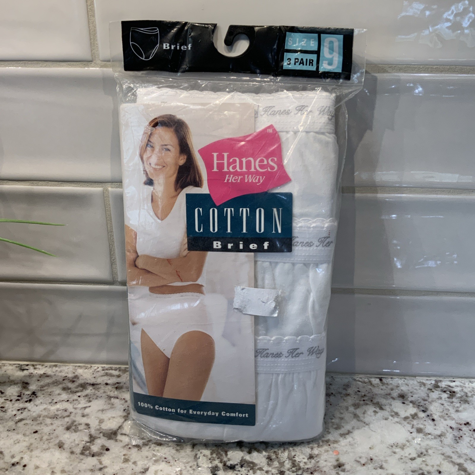 Vintage 1999 Hanes Her Way Women&rsquo;s Off White Cotton Briefs 3 Pair Size 9