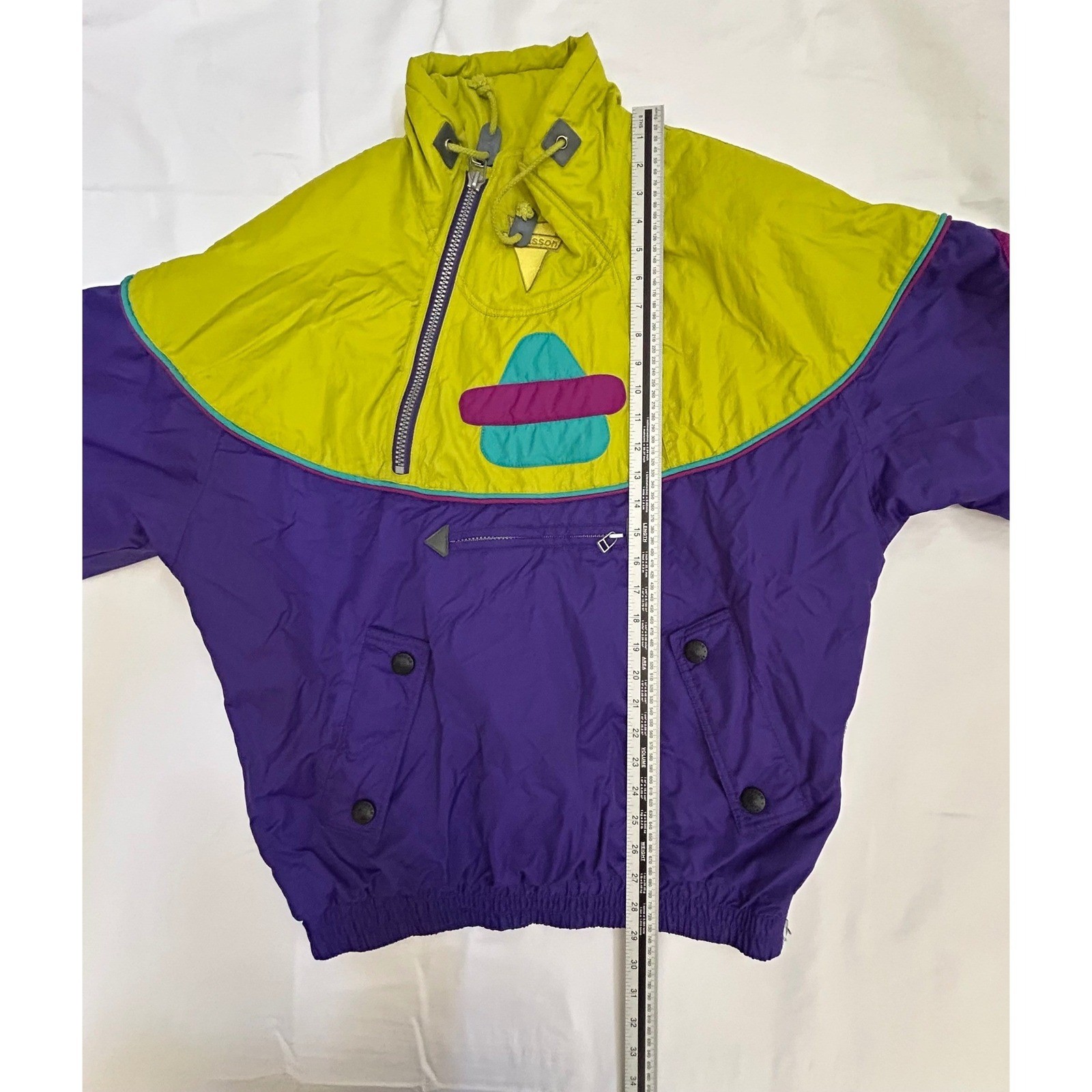 Vintage Davidsson USA Ski Jacket Womens XS Neon Colorblock Pullover 80s 90s