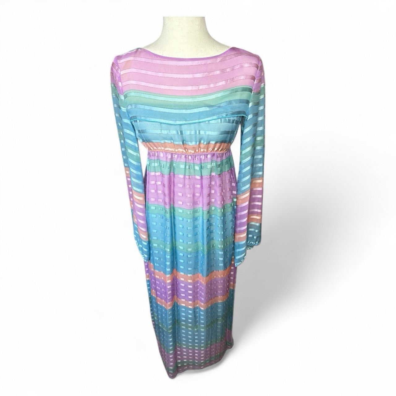 60’s Vintage Convertible Maxi Hostess Dress Lounge Cocktail Gown In Silk
