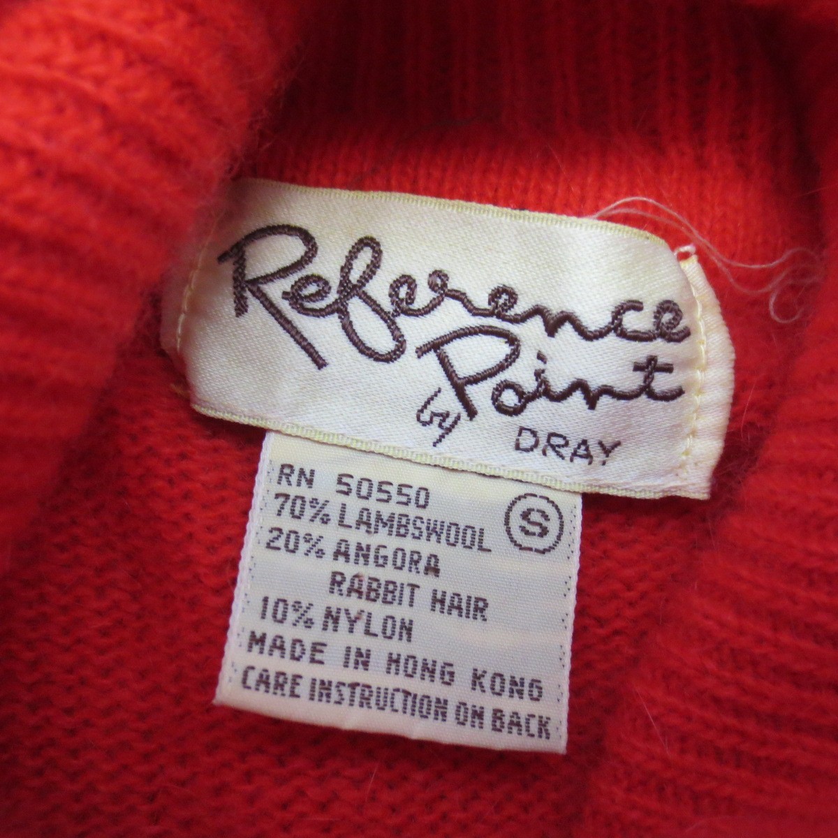 Vtg Reference Point Sz S Lambswool Angora Rabbit Hair Hong Kong Red Turtleneck