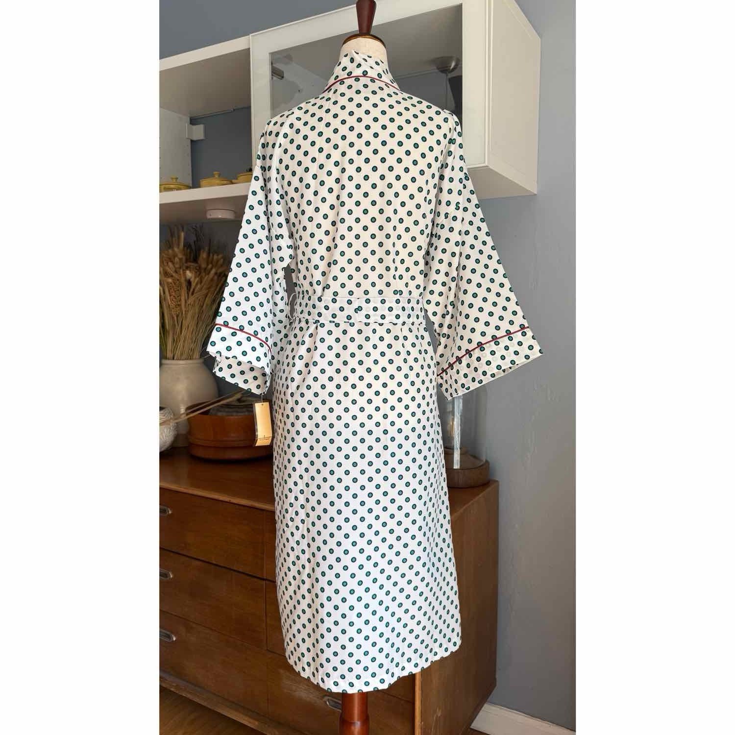 70s 80s Vintage David Brown Boutique Robe Dressing Gown Sz XS Polka Dot