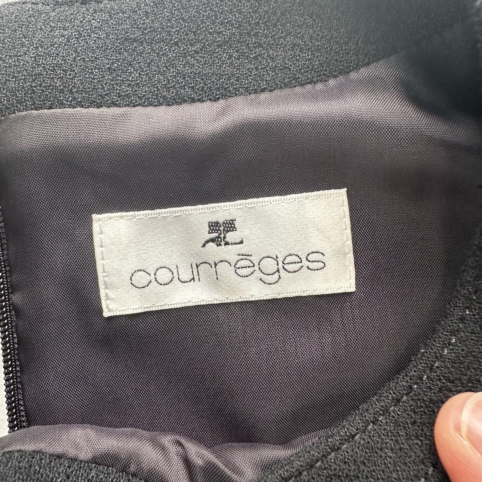 Vintage Courreges Black Wool Mod Dress 9AR Four Pocket Japan Made