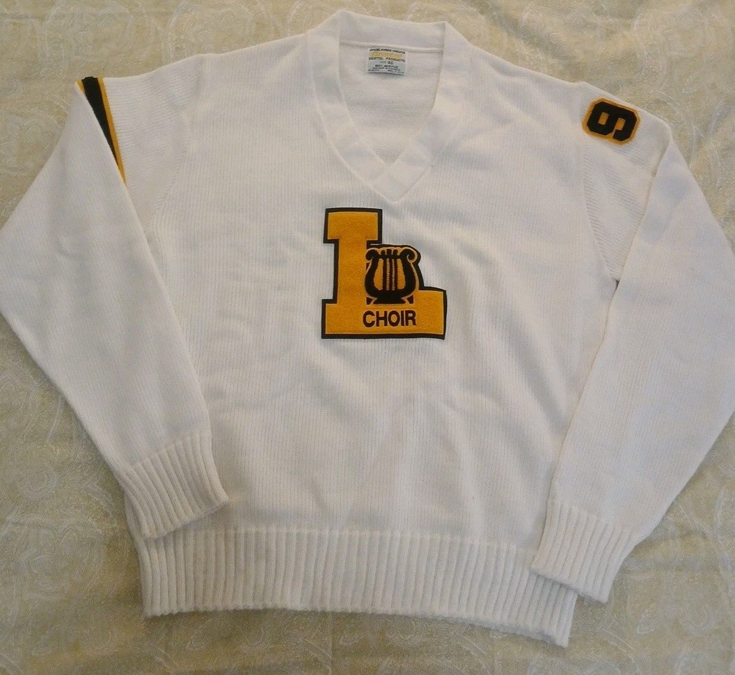 Vintage 1993 Bristol Varsity Letterman Pullover Hipster Choir Sweater Size 46