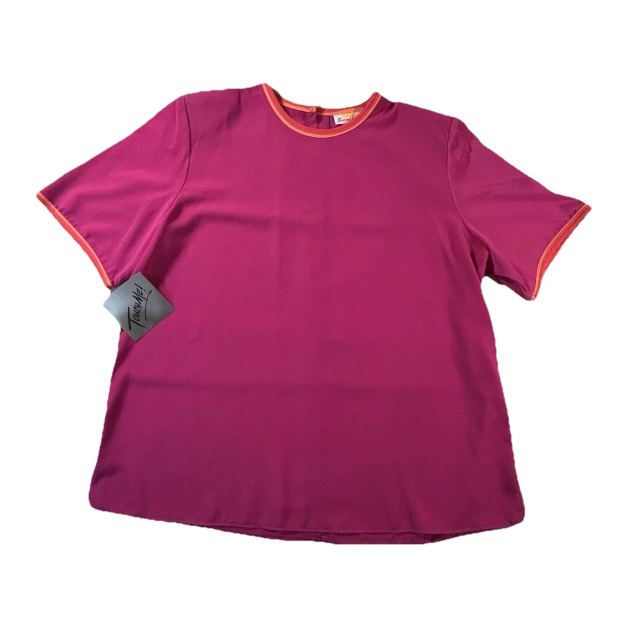 Sunny Lady NOS | Vintage Colorblock Blouse | Pink Orange Retro Top | USA | 16W