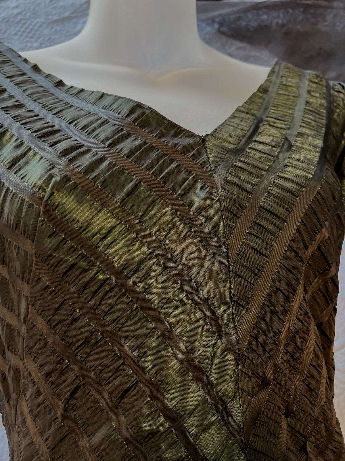 VTG 1940’s Old Hollywood Dress Iridescent Taffeta Evening Party Small Handmade