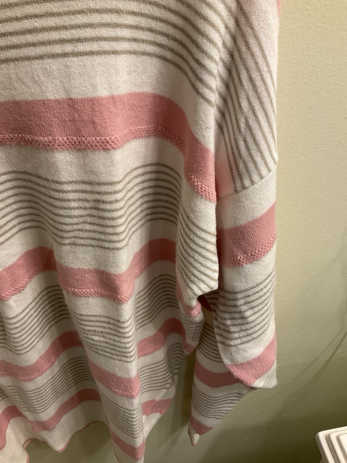 Vintage Christian Dior Women Orlon Crew neck sweater pink stripe Medium 80s USA