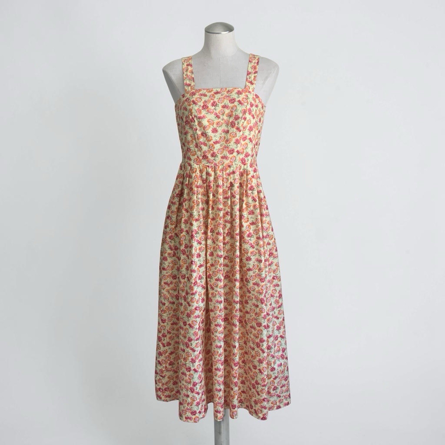 VTG Laura Ashley Maxi Dress US 8 UK 12 Pink Mimosa Floral Cotton Sundress