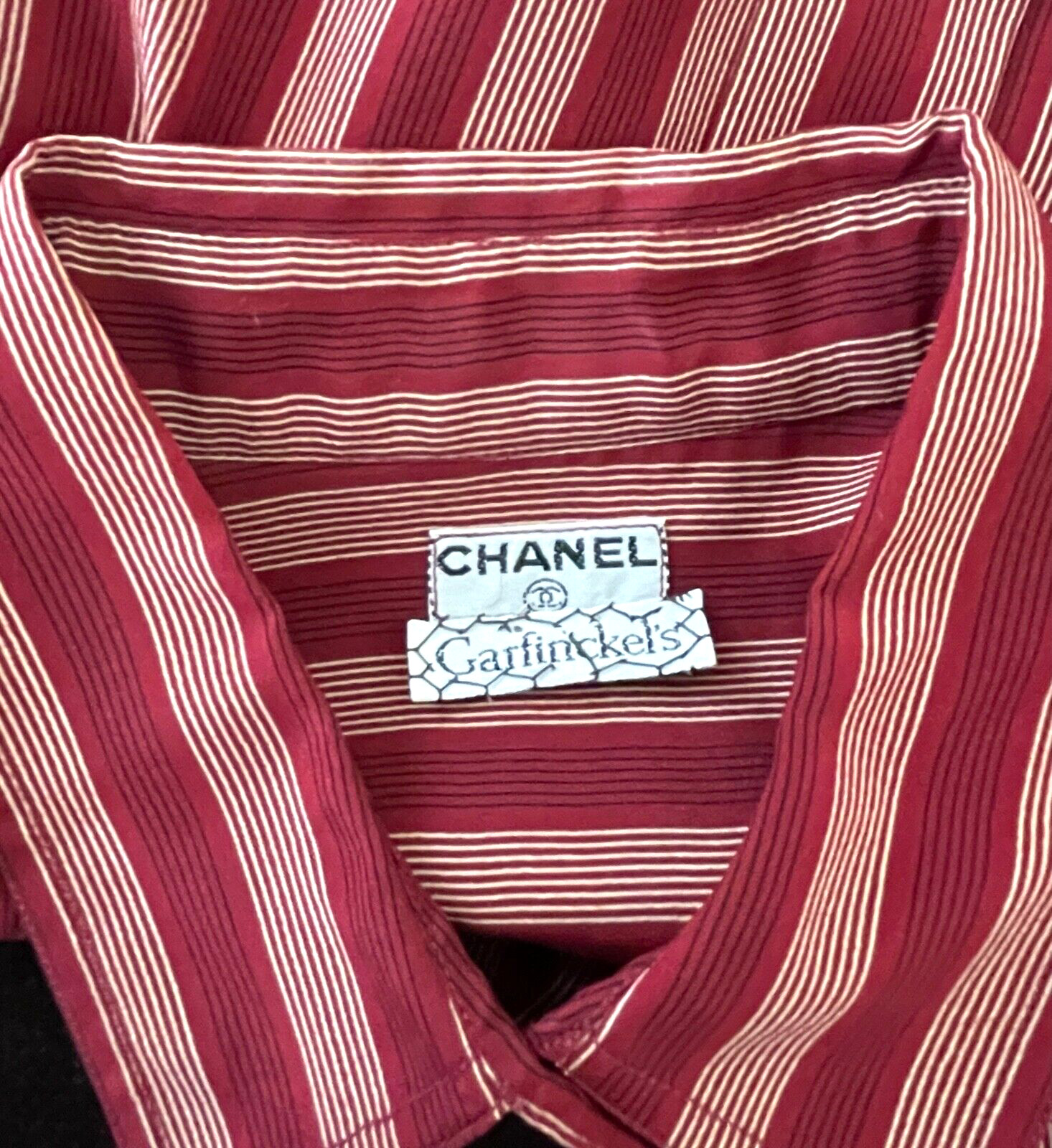 Authentic Vintage 1970s Chanel Striped Silk Blouse Size 40 YY221