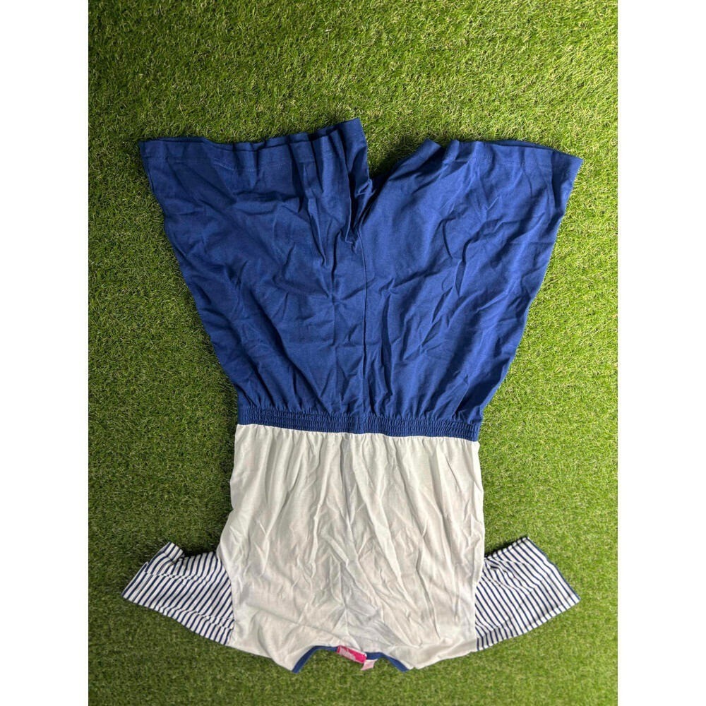 PennyLane Vintage Romper Button Nautical Coastal Cruise Resort Blue white S/M