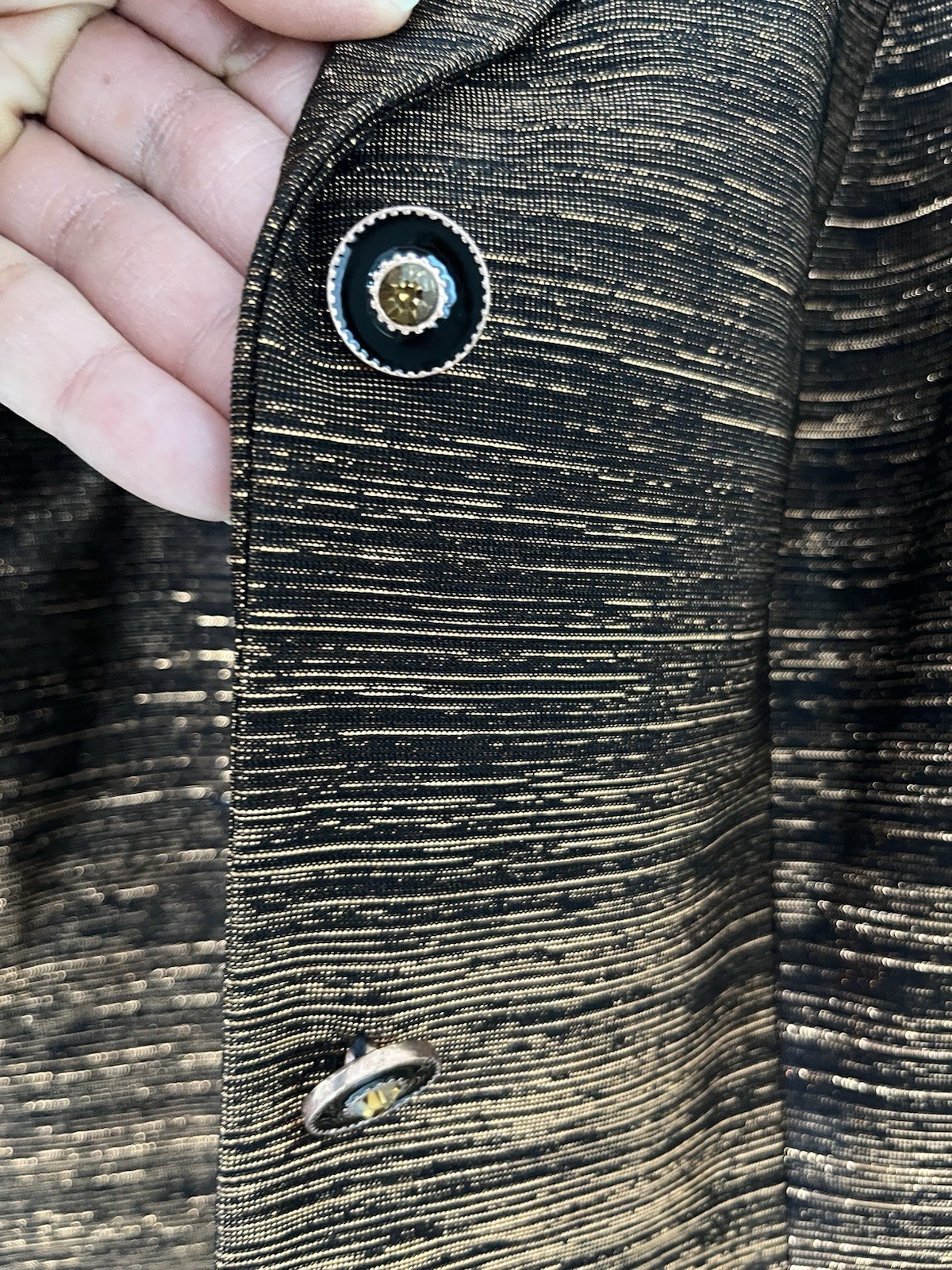 VTG Cache Copper Gold Blazer Skirt Jewel Buttons