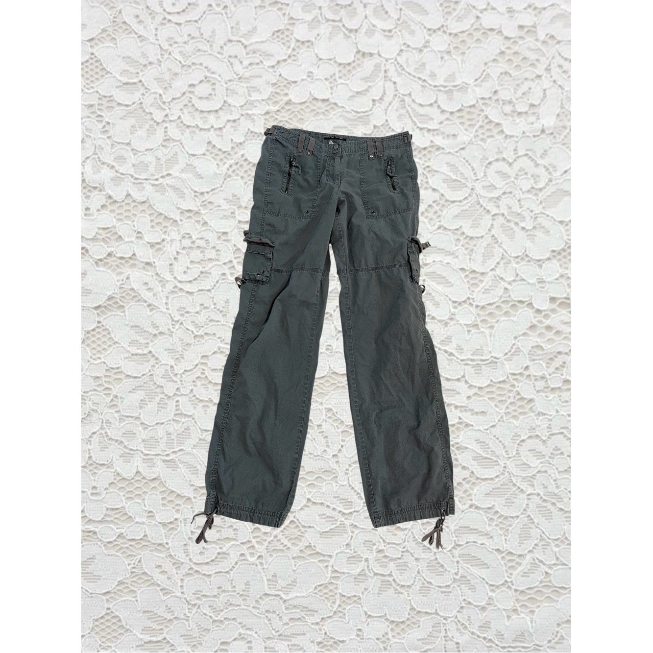 vintage y2k baggy mid rise gray cargo pants