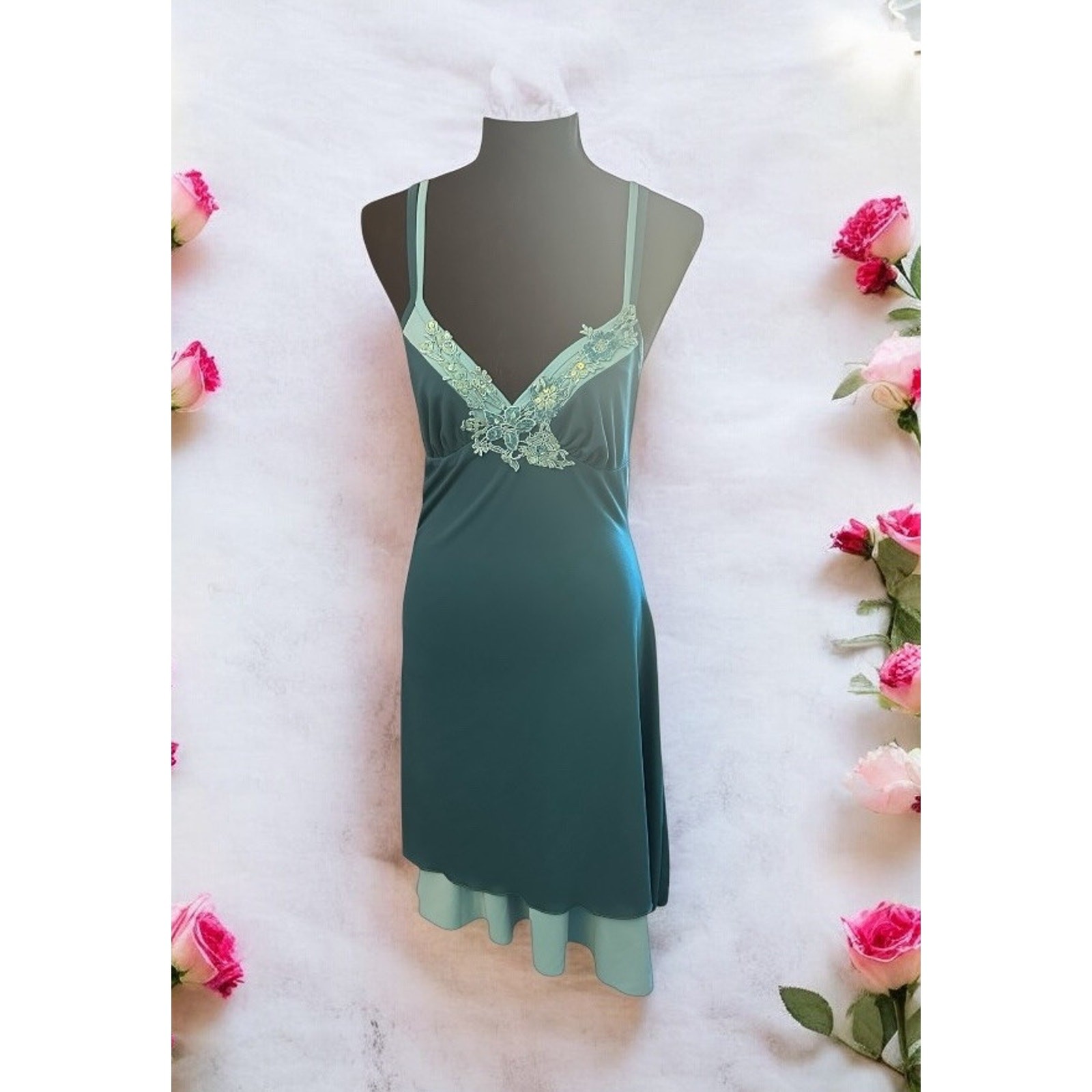VTG Y2K 90s Bisou Bisou Michelle Bombot A Symmetrical Dress Size 8 Green