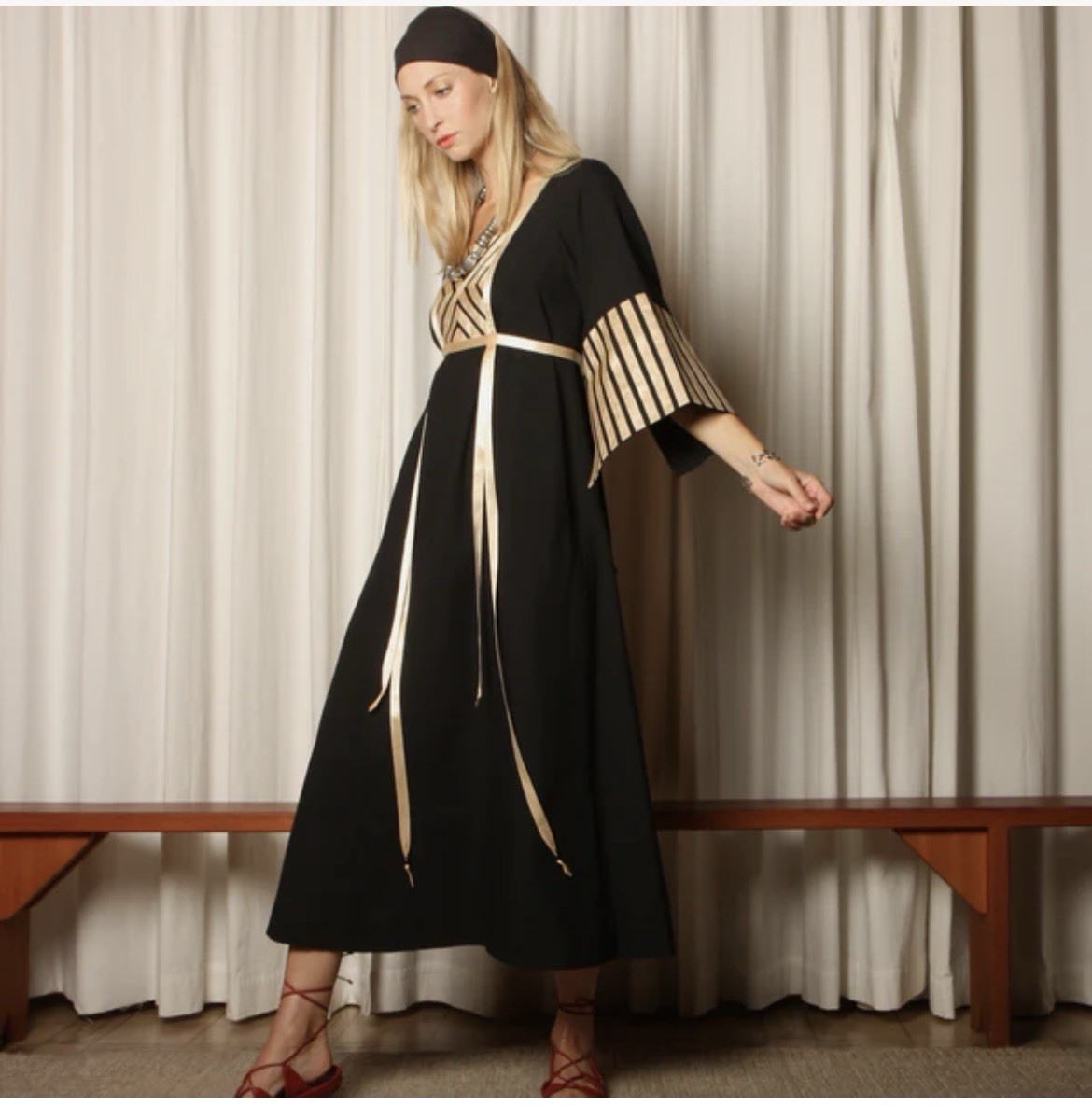 Vtg 60s Aiko California Maxi Dress Fantasy Goth Medieval Cosplay Renaissance 10