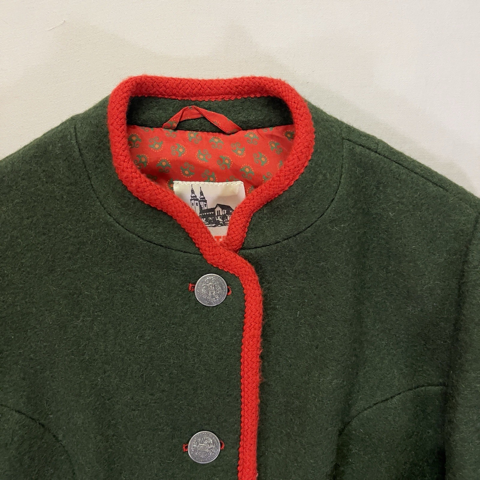 Vintage GU-TRA Austrian Walkjanker Wool Jacket Women 38 Trachten Green